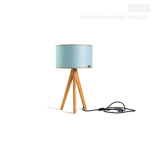 Stolní lampa Lusito Tripod mini Luxury Linen Blue dub natural